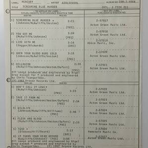 TEST PRESSING GIRLSCHOOL SCREAMING BLUE MURDER UK盤 NWOBHM