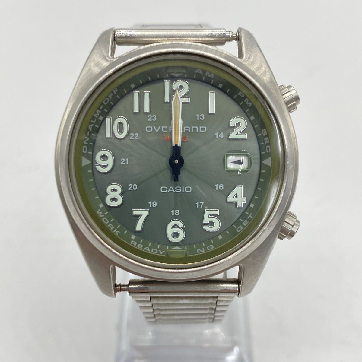 超美品コレクション品　廃盤モデル　電波ソーラー　カシオ　オーバーランド　カーキ Casio overland 名作 ソーラー電波 稼働品 廃盤モデル 中古