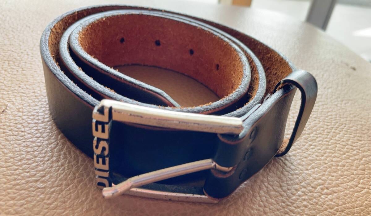 希少デザイン DIESEL ディーゼル 本革ベルト カウレザー y2k 美品✨ディーゼル Y2K チェーン 編み込み 切替 レザー ベルト