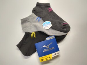 бесплатная доставка!* Mizuno короткие носки 3 пара комплект * новый товар *24cm~26cm* сильно . крепкий * сетка плетеный (...)* "дышит" выше *01