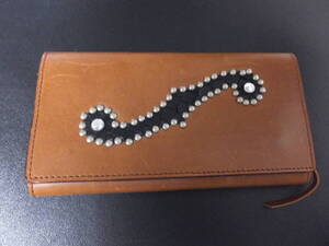 ROTAR F HOLE STUDS LEATHER LONG WALLET:ローター Fホールスタッズ レザーロングウォレット/バイカー財布,ロカビリー,walletchain,vivify