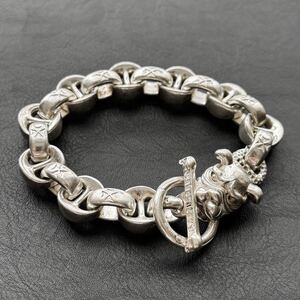 重厚 ヴィンテージ ブルドッグチェーン ブレスレット シルバー925 刻印あり