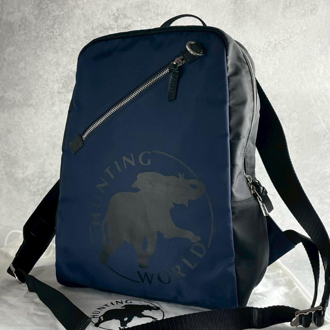 【中古品】ハンティングワールド 2wayリュック ネイビー バチュークロス 中古品】ハンティングワールド 2wayリュック ネイビー バチュー
