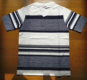 UNITED ARROWS ユナイテッド アローズ ランダムボーダー クルーネック Tシャツ Sサイズ ホワイト 半袖 タグ付き 定価3960円 y11102-1-HZ16