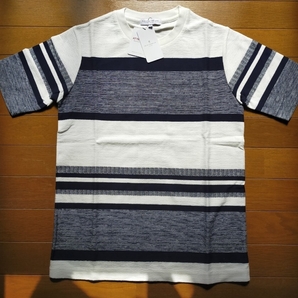 UNITED ARROWS ユナイテッド アローズ ランダムボーダー クルーネック Tシャツ Sサイズ ホワイト 半袖 タグ付き 定価3960円 y11102-1-HZ16