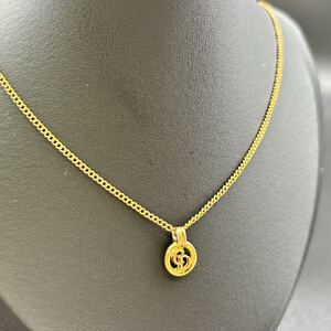 【Christian Dior】 クリスチャンディオール ◆ CDロゴ ネックレス ペンダント トップ付き ゴールドカラー ヴィンテージ KM250909-015