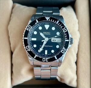 即決 送料無料 稼動品 SEIKO セイコー ダイバー WR10BAR 7S26-0040 ブラック文字盤 デイデイト 自動巻き メンズ 中古 純正箱あり
