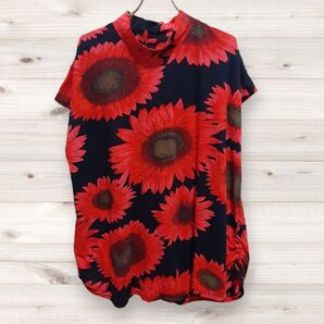 C1134 ヴィンテージ Vintage ブラウス 半袖 花柄 総柄 ヒマワリ