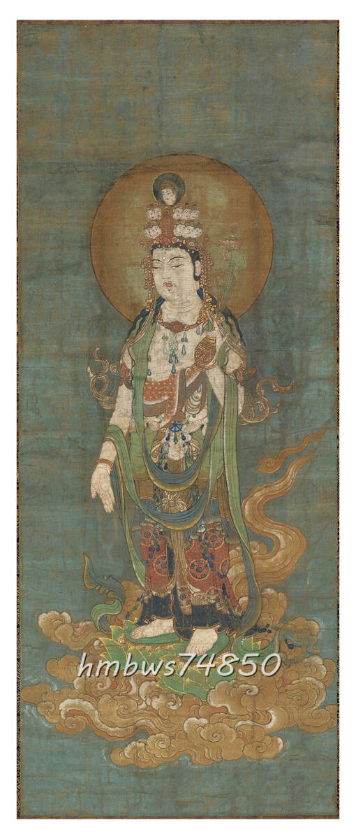 【真作】掛軸　仏画　無落款　優美な観音菩薩像　伝統的な和風美術品　Q6 2025年最新】Yahoo!オークション -観音菩薩仏画の中古品・新品