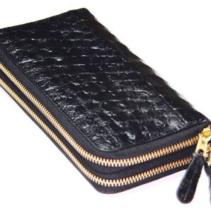 【ブラックフライデータイムセール】【送料込み】【限定】【新品】【税込み】本パイソン大判ウロコ☆ダブルファスナーラウンドウォレットBK