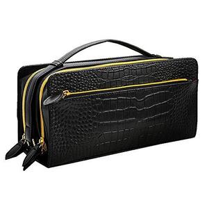 【ブラックフライデータイムセール】【送料込み】【限定】【新品】【税込み】牛革クロコ型押し☆Wゴールドファスナー☆セカンドバッグ BK