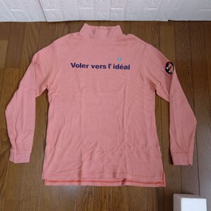 2243【中古】le coqsportif golf ルコックスポルティフゴルフ ゴルフウェア 長袖ハイネックシャツ メンズサイズ LL オレンジ/ベージュ