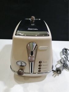 ① DeLonghi デロンギ ポップアップトースターアイコナ・ヴィンテージ コレクション 蓋付属CTOV2003J-BG ドルチェベージュ ご