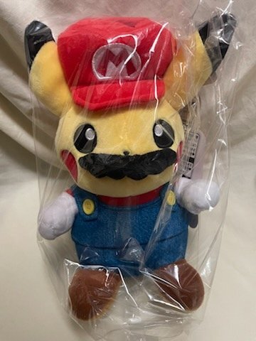 【タグ付き】ぬいぐるみ マリオピカチュウ タグ付き マリオピカチュウ ぬいぐるみキーホルダー ポケセン