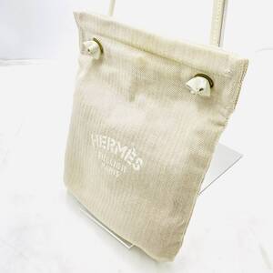 Бесплатная доставка】HERMS Hermes Aline PM плечо сумка тотализатор сумка холст и кожа белый