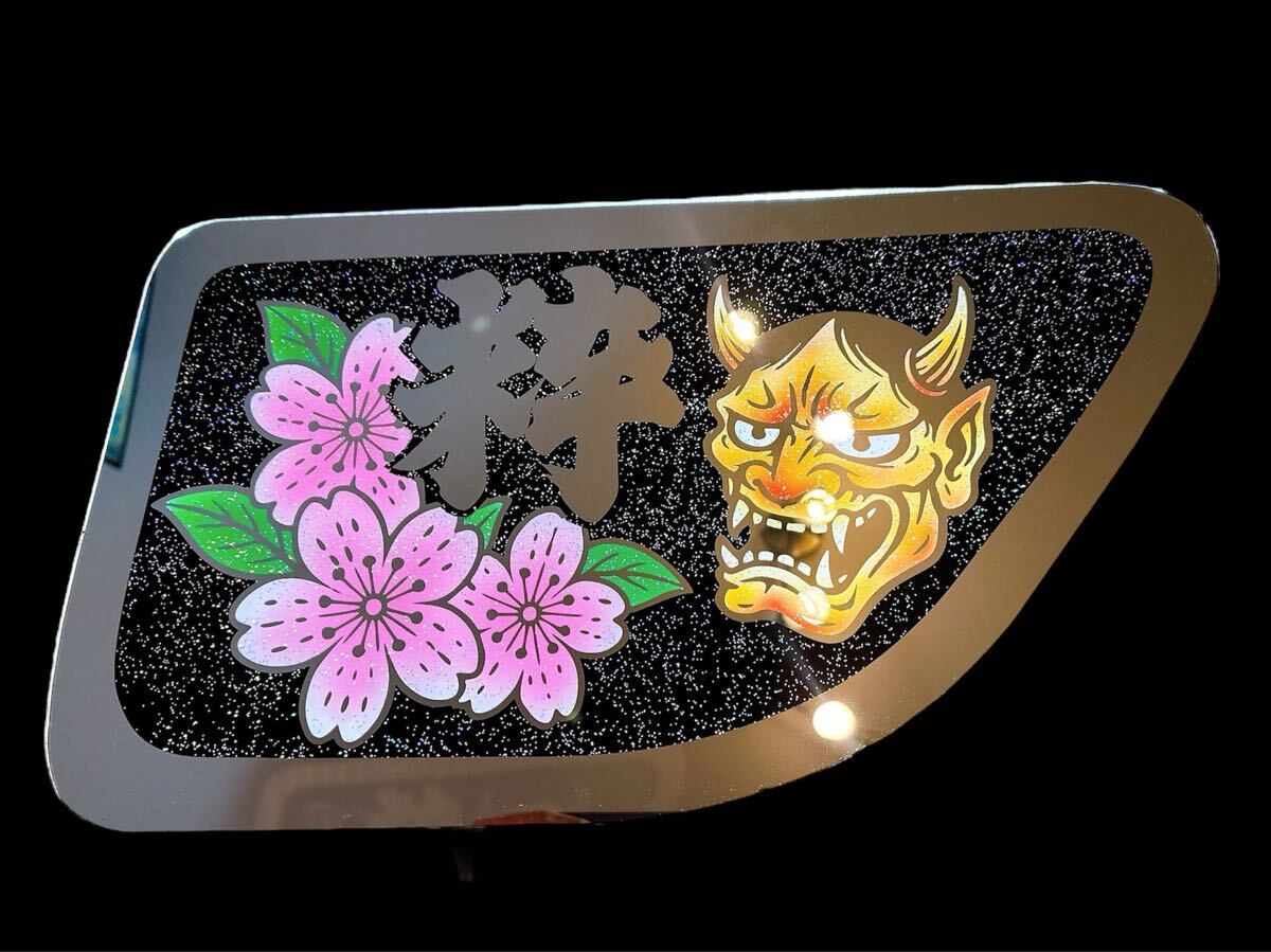【新品未使用】トラック用／アンドン 約100cm ステンレス 胸アンドン 2台セット 鱗柄 φ8mm丸棒 LEDライト