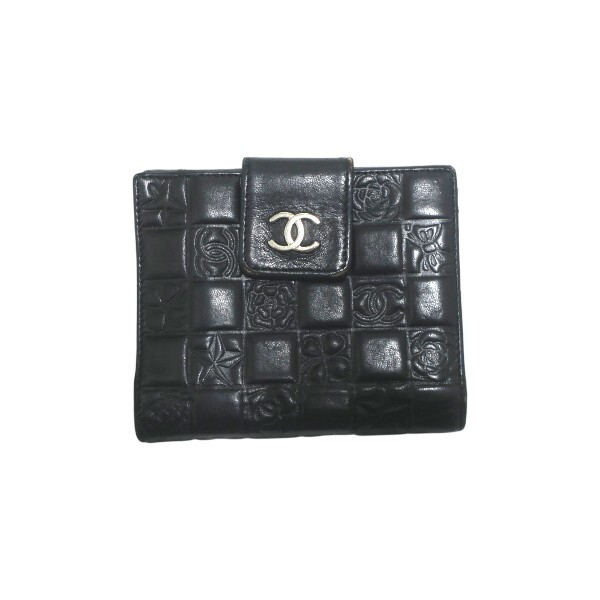 CHANEL シャネル アイコンライン レザー 二つ折り財布 コンパクトウォレッ