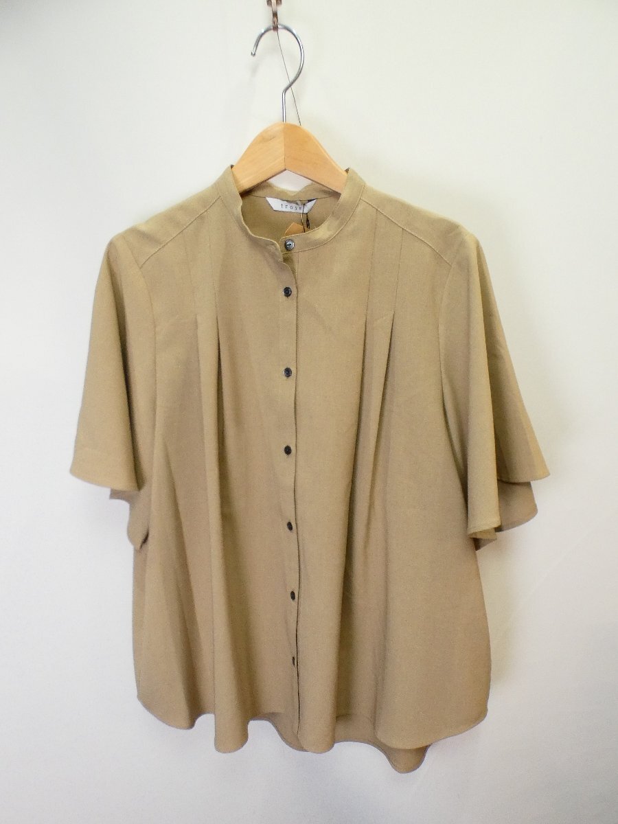 トロワ trois☆洗えるポリエス　春夏スタンドカラー半袖ブラウス【L's(F)