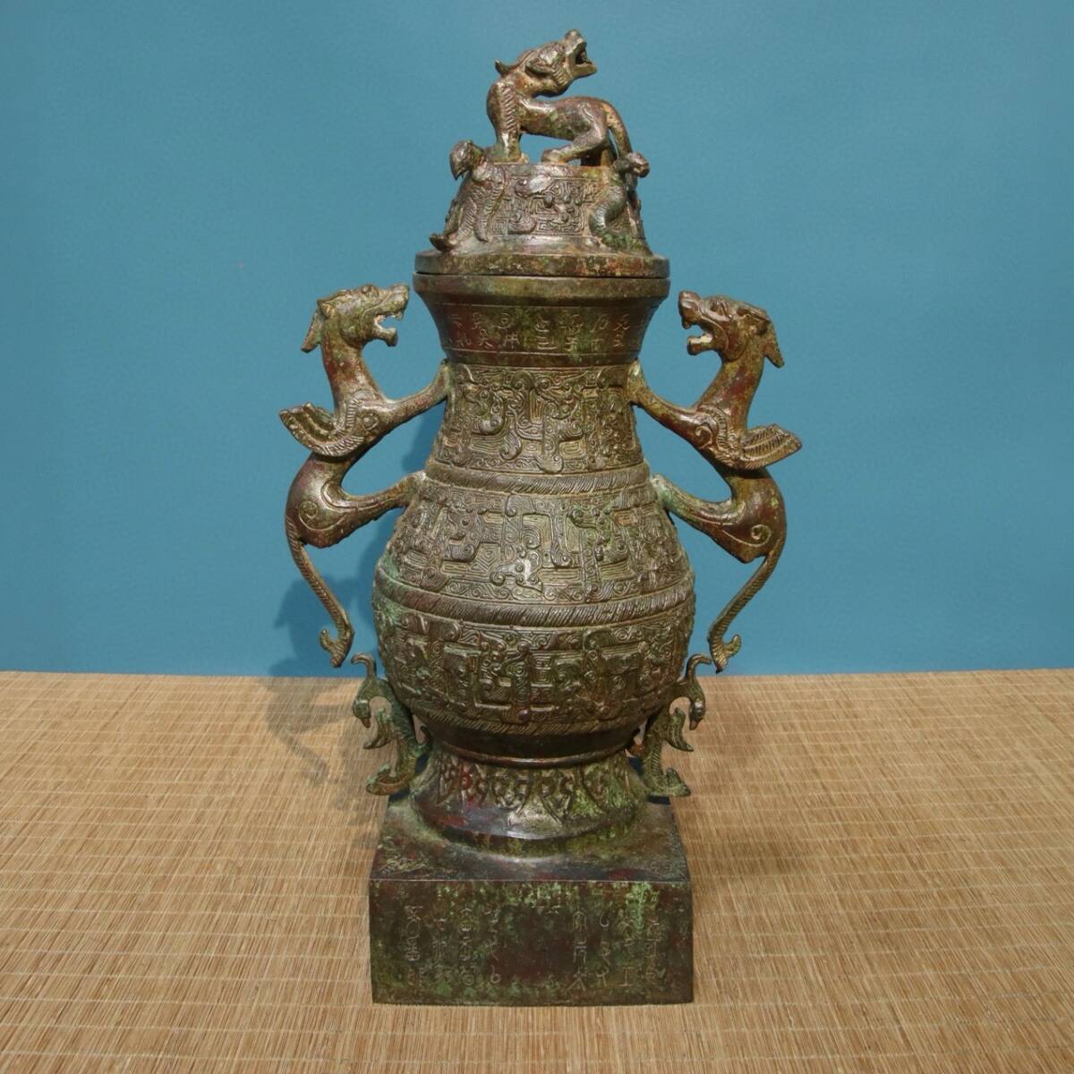 GE】E487【コレクター所蔵品】時代青銅饕餮紋香炉/中国古玩中国