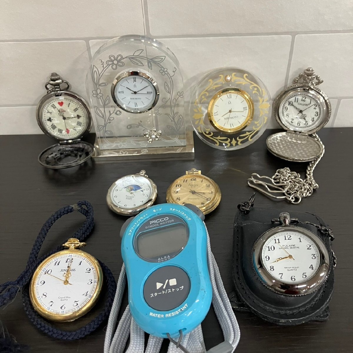 ミキモト　シェル型 時計 クリスタルラッカー 青 トラベルクロック パール ミキモトシェル型 時計 クリスタルラッカー 青 トラベルクロック