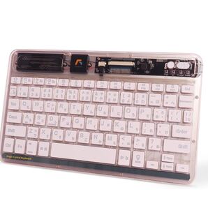Bluetoothキーボード 透明 軽量 超薄型 RGB発光LEDバックライト ワイヤレス 充電式 iOS/Mac/Windows対応 Type-C充電ケーブル付き ピンク