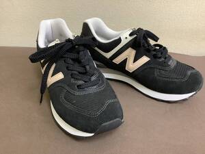 ニューバランス574 レディース 24.5cm ブラック ピンク 新品 送料込