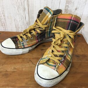 S381☆【ALL STAR チェック ハイカットスニーカー】CONVERSE コンバース マルチカラー 8 1/2