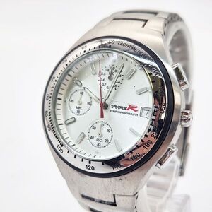 HONDA ホンダ TYPE R クロノグラフ クォーツ 現状品 デイト レーシングクロノグラフ シルバー メンズ 腕時計 VD57-D028 SEIKO 25-90