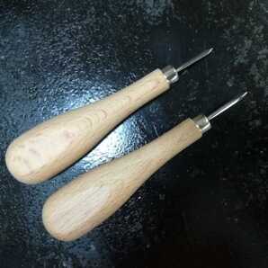国産 職人仕様 菱ぎり 極細目(2,0mm)、細目(2,4mm) 2本セット 研ぎ上げ済み レザークラフト 菱ギリ きり キリ ☆