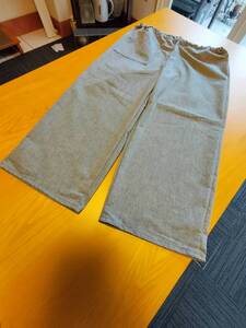 秀ハンドメイド LL位 セミワイドパンツ 綿ポリ混 濃いグレ- ゆったり&スッキリ 股上深い Wゴム
