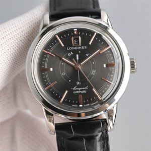 ロンジン Longines Conquest 腕時計 メンズ ウォッチ 自動巻き レザーベルト 紳士 グレー文字盤 L1.648.4.62.2