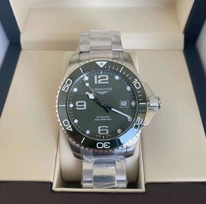 ロンジン LONGINES ハイドロコンクエスト グリーンセラミックベゼル 自動巻き 腕時計 グリーン文字盤 41mm メンズ ウォッチ L3.781.4.06.6