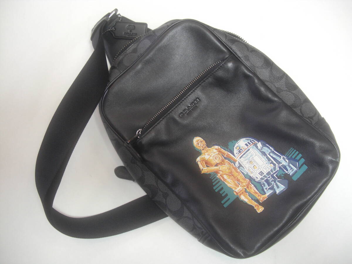 新品未使用★コーチ×スターウォーズ★コラボ★ボディバッグ★シグネチャー柄★メンズ コーチボディーバッグ スターウォーズコラボ