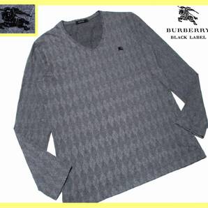 極美品 大人気 L(3) バーバリーブラックレーベル BURBERRY BLACK LABEL フルシャドーアーガイル カットソー ホース刺繍 即決送料無料