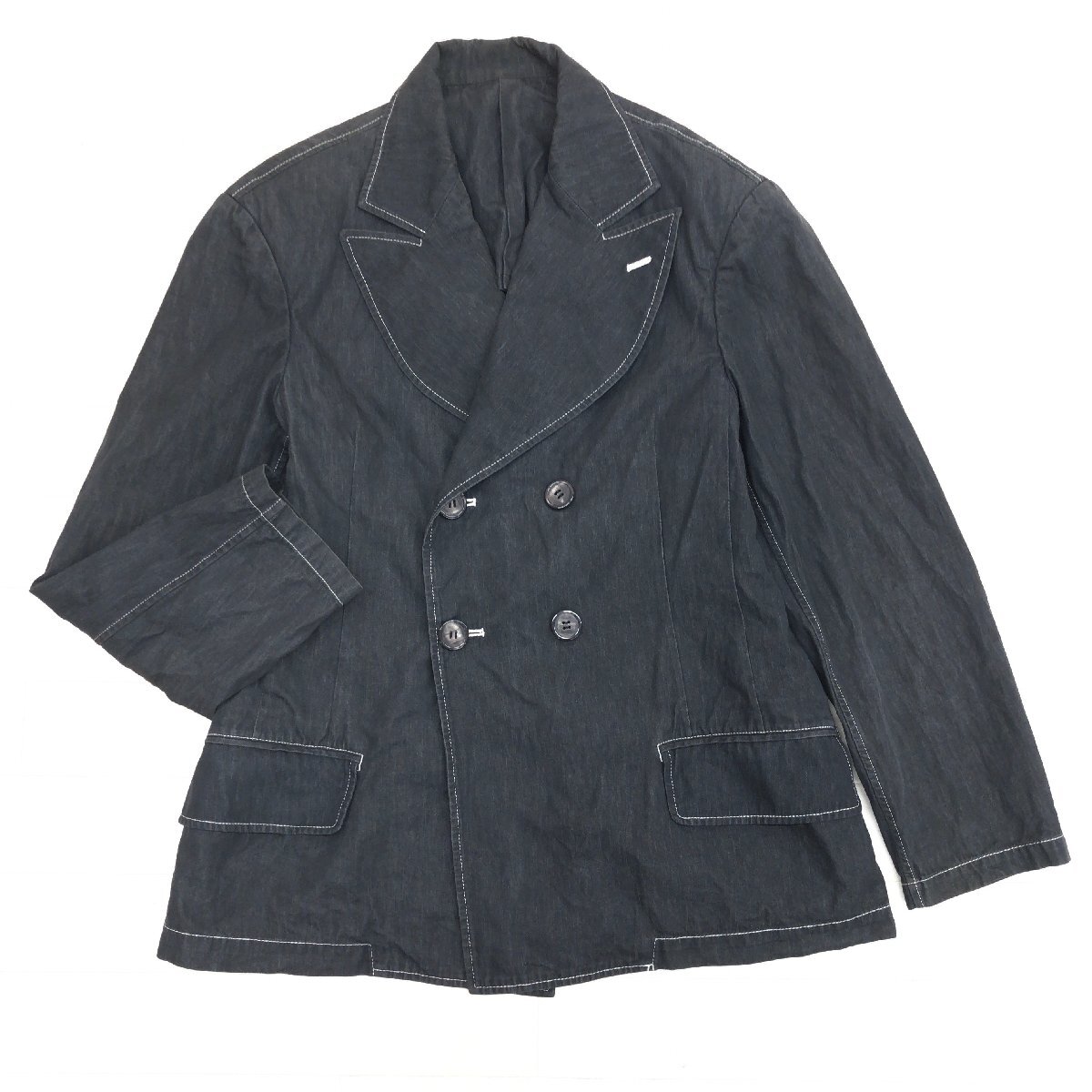 ■ 46107★年 Y's ワイズ ジャケット コート ブラックデニム 8c53123a0aab024748d26950fcdb87
