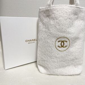 1円〜【未使用】CHANEL シャネル ノベルティ トートバッグモコモコ素材 ココマーク ホワイト バッグ 白 ココマーク トートバッグ 美品