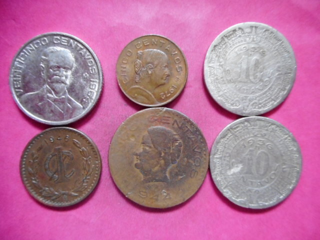 移・285263・雑－３９８古銭　外国貨幣 メキシコ 6枚
