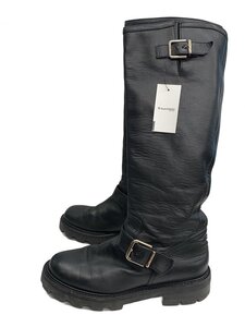 JIMMY CHOO◆ブーツ/38 1/2/BLK/レザー