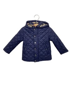 BURBERRY◆バーバリー/キルティングジャケット/90cm/ナイロン/ネイビー/無地