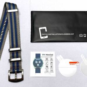 【未使用・修理部品】OMEGA X Swatch オメガ スウォッチ 対応 保護フィルム ナトーベルト セット おまけ-フィルム+1枚/バネ棒2本 / BY-1120