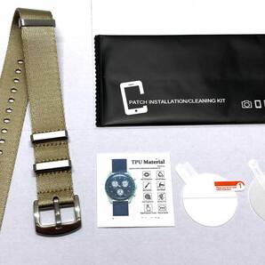 【未使用・修理部品】OMEGA X Swatch オメガ スウォッチ 対応 保護フィルム ナトーベルト セット おまけ-フィルム+1枚/バネ棒2本 / BY-1122