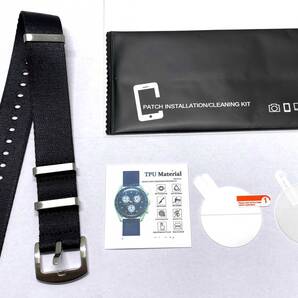 【未使用・修理部品】OMEGA X Swatch オメガ スウォッチ 対応 保護フィルム ナトーベルト セット おまけ-フィルム+1枚/バネ棒2本 / BY-1123