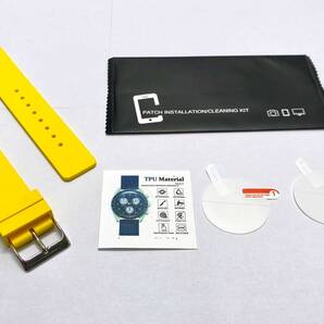 【未使用・修理部品】OMEGA X Swatch オメガ スウォッチ 対応 保護フィルム ラバーベルト セット おまけ-フィルム+1枚/バネ棒2本 / BY-1115