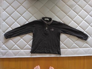NAVY KID’S 長袖ポロシャツ 綿100% 黒無地 トップス 子供服 ブラック 男女兼用 120cm コットン 男の子 キッズ 女の子 ロゴ 冠婚葬祭 葬式