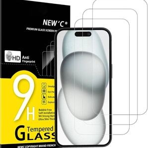 2304147 NEW'C 3枚 ガラスフィルム iPhone 16 用/iPhone 15 用/iPhone 15 Pro 用 (6.1 インチ) 用強化ガラス液晶保護フィルム 浮きな