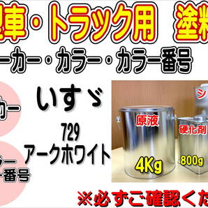 (在庫あり)エコフリート指定色 いすゞ 729 アークホワイト 硬化剤・シンナー付 調色品 小分け トラック用 大型車用 イスズ 全国送料無料