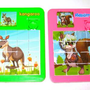 【アニマル スライド パズル カンガルー リス】子供 子ども 知育玩具 動物 カラフル 生物 おもちゃ スライダー 幼児 小学生 楽しい