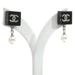 送料無料 本物 CHANEL シャネル ピアス ココマーク スクエア キューブ ラインストーン 14B レディースアクセサリー おしゃれ 可愛い