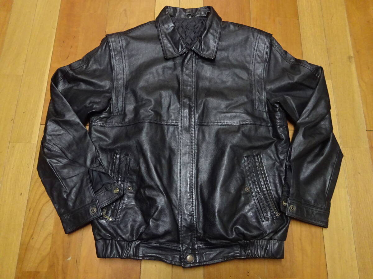 ●中古 重厚 ATELIER ZERO シープスキンレザーロングコート 黒3XL ○中古 重厚 ATELIER ZERO シープスキンレザーロングコート 黒