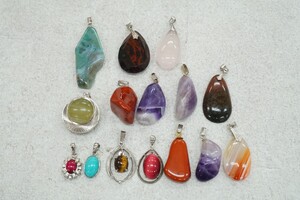 C84 全て天然石 カラーストーン ネックレス ペンダント 15点セット ヴィンテージ アクセサリー 大量 まとめて おまとめ まとめ売り